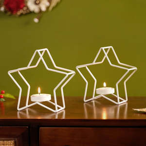 Portavelas de Metal en Forma de Estrella, Decoración Navideña Moderna, Artesanía, Decoración para el Hogar - Product Image 1