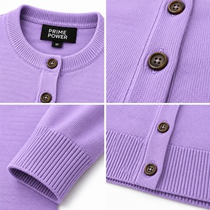 เสื้อคาร์ดิแกนไหมพรมสำหรับผู้หญิง แบรนด์ Prime Power รุ่นคลาสสิค คอทรงกลม ติดกระดุม แขนยาว เหมาะสำหรับใส่ลำลอง ขายส่ง - Product Image 3