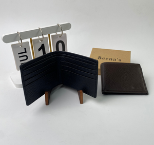 Cartera Bifold Corta para Hombre, Negra, Delgada, de Cuero Genuino Hecha a Mano, Minimalista, con Bloqueo RFID, Impermeable, para Tarjetas y Efectivo, con Grabado - Product Image 4