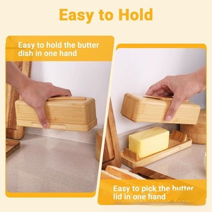 Wooden Butter Dish With Wooden Knife For Cafes Bakery Shop Kitchen And Dining Table Use Stylish Butter <b>Storage</b> From India - Product Image 6