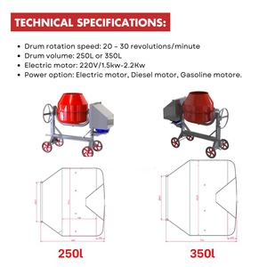 Mezclador de hormigón de gasolina de la mejor calidad 250l 350l Mezclador de hormigón de construcción manual - Product Image 6