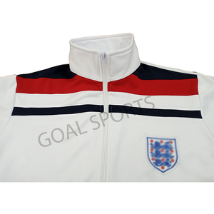 เสื้อแจ็คเก็ตฟลีซทรงสปอร์ตสีขาวสไตล์เรโทรแบบสั่งทำพิเศษ คอตั้ง ปักลายสไตล์วินเทจ เสื้อแจ็คเก็ตกันน้ำสำหรับผู้ชาย ผลิตในปากีสถาน - Product Image 3