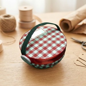 AA0279 Wrist <b>Pin</b> Cushion | Hand <b>Sewing</b> Accessories| Red White Checkered Round <b>Pin</b> Cushion With Button <b>Sewing</b> Accessory - Product Image 5