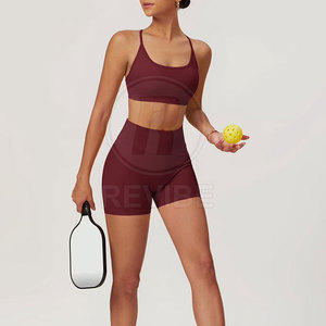 Conjunto de Shorts de Yoga para Mujer, Estilo Moderno, Corte Ajustado, Transpirable, Largo hasta la Rodilla, 2 Piezas - Product Image 3