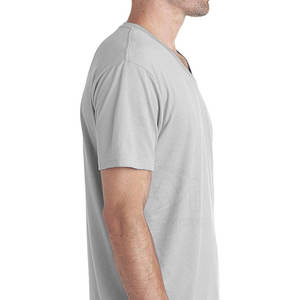 T-shirt col V en coton pour homme, manches courtes, décontracté, couleur unie, personnalisable avec logo, vente en gros - Product Image 5