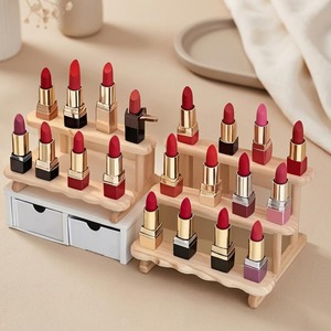 <b>Wooden</b> Tiered Display Stand For Makeup Storage Minimalist Design Stackable <b>Table</b> <b>Top</b> Organizer Natural Finished From India - Product Image 6