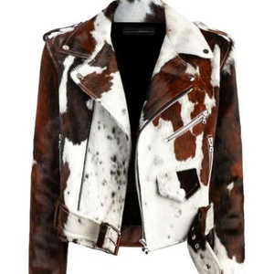 Chaleco de Cuero Genuino con Pelo de Vaca para Hombre, Cuello en V, Cierre de Botones, Prenda Exterior Casual de Otoño, Estampado Animal - Product Image 4