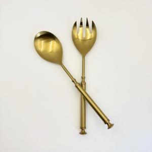 Servidor de Ensaladas con Acabado Dorado, de Acero Inoxidable, con Mango Redondo, para Mesa de Comedor, Juego de Servidores de Ensaladas - Product Image 2