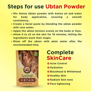 Amina - Polvo Limpiador Facial y Corporal Herbal Natural, Harina de Cúrcuma, Control del Acné Mineral Orgánico, Aclaramiento de la Piel, Empaque en Caja - Product Image 2