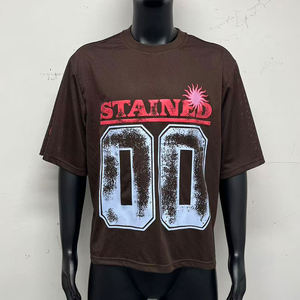 Men's Oversized <b>White</b> <b>T</b>-<b>Shirt</b> With Brown Letter Print Short Sleeve O-Neck Street Style Cotton Jersey Breathable Fit - Product Image 2