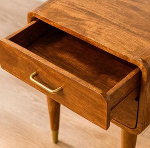 Vente en gros de table de chevet à 3 tiroirs de style antique, table d'appoint rustique en bois recyclé indien vintage pour chambre à coucher ou salon - Product Image 2