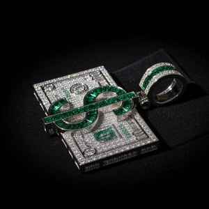 Pendentif Moissanite Iced Out en forme de signe dollar, bijoux hip-hop pour fête, en argent sterling 925, pendentifs et breloques de joaillerie fine - Product Image 2