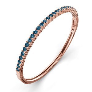 Brazalete Abrible de Oro Rosa de 14 Quilates con Diamante Azul Real de Laboratorio (1 Ct.) Tw. Pulsera de tenis sólida de alta calidad al por mayor GRA - Product Image 2