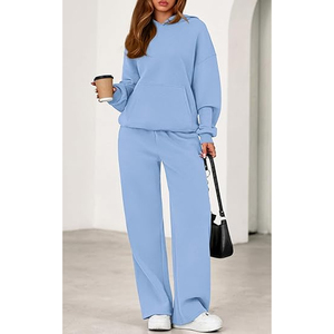 Conjunto de Sudadera con Capucha Casual para Mujer, Pantalones Deportivos Anchos y Sueltos, Traje de 2 Piezas de Felpa Suave - Product Image 3