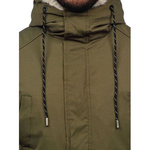 Global Industry Men's Olive <b>Green</b> Hooded Puffer Jacket Faux <b>Fur</b> Lining Windproof Plus Size Zipper Closure Long Casual Winter - Product Image 4