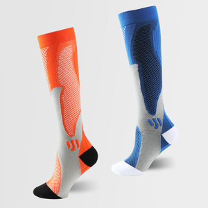 Chaussettes de compression hautes pour la course à pied, respirantes, en jacquard tricoté, spandex, polyester, motif géométrique, pour adultes, chaussettes de sport - Product Image 5