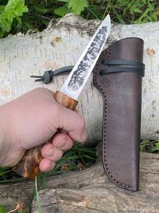 Yakut Damascus Steel Camping <b>Knife</b> Drop Point Wood Handle 0.6mm Blade Thickness Non Adjustable Single Blade - Product Image 2