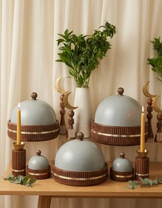 Premium Dome Food Warmer with Cover Collection with Decorative Wooden Base Luxury Casserole Serving for Eid Majlis & Catering - Product Image 5