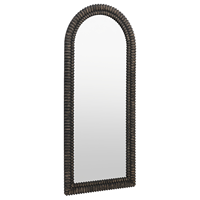 Miroir mural sur pied en bois sculpté artisanal noir personnalisé, design texturé élégant en MDF, pour la maison moderne