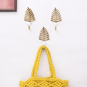 Patère murale décorative en laiton antique, finition dorée, motif botanique, inspirée de la nature, pour serviettes, sacs et usage domestique - Product Image 5
