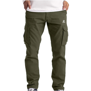 Pantalon cargo pour homme, style streetwear, coupe droite classique, imperméable, avec fermeture éclair, finition lavée et plusieurs poches - Product Image 1
