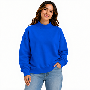 Sweat-shirt à col montant oversize pour femme, style décontracté, couleur unie, manches longues, épaules tombantes, qualité supérieure, pour l'automne/hiver - Product Image 1
