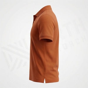 Men's Solid Color Knitted <b>Polo</b> Shirt Short Sleeve Casual Style <b>Orange</b> - Product Image 3