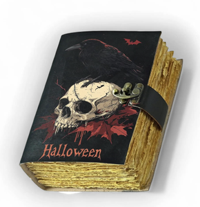 Diario de Tapa Dura de Cuero Estilo Vintage, Libro de Hechizos, Regalo de Halloween, Grimorio, Impresión a Color Acuarela, Tarot, Cosido con Hilo, Calavera Gótica - Product Image 2
