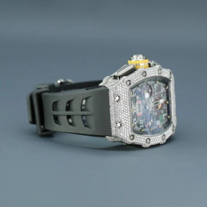 Montre de luxe unisexe automatique mécanique en acier inoxydable or blanc, sertie de diamants Moissanite VVS de qualité supérieure, résistante à l'eau, nouvelle collection - Product Image 3