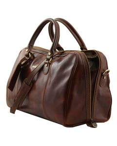 Sac de voyage unisexe vintage en cuir avec bandoulière réglable, fermeture éclair, résistant à l'eau, 20-35L, personnalisable, pour la gym et les voyages - Product Image 1