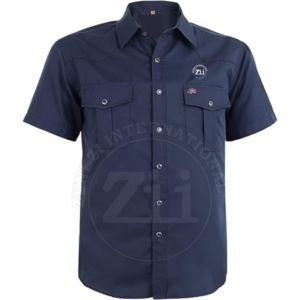 เสื้อเชิ้ตทำงานก่อสร้าง แขนยาว ระบายอากาศได้ดี ผ้าฝ้าย/ไนลอน ทนไฟ/ทนเปลวไฟ พร้อมช่องใส่หน้ากากป้องกัน ทนความร้อนได้ถึง 500 องศาเซลเซียส - Product Image 1