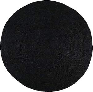 Alfombra Redonda de Yute Hecha a Mano con Fibra Natural, Alfombra Redonda de Tamaño Personalizado, Color Negro - Product Image 5