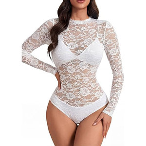Solid Trader Comfort Fit Solid <b>Net</b> Bodysuit Simple Plain Style Breathable Resort Wear <b>Tops</b> Women Beach Wear - Product Image 3