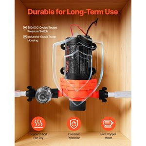 Pompa Acqua 12V DC per Camper 40 PSI Max 4 GPM (15.1 L/min) a 3 Camere a Membrana Autoadescante con Pressostato Automatico per Uso Marino - Product Image 5