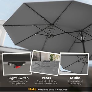 Ombrellone a due lati con luci solari a LED parasole da giardino per esterni mobili da giardino grigio - Product Image 5