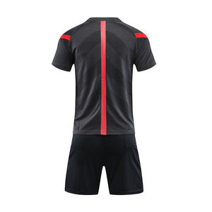 Maillot de football respirant de haute qualité en gros, T-shirt de football noir pour hommes avec logo personnalisé, manches courtes - Product Image 5
