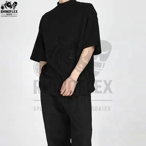 เสื้อยืดคอกลมทรงบ็อกซี่ผ้าฝ้ายสำหรับผู้ชาย พิมพ์โลโก้ตามสั่ง ผ้าคุณภาพสูง รับผลิตแบบ OEM เสื้อยืดทรงบ็อกซี่ - Product Image 3