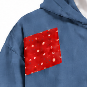 Sweat à capuche zippé oversize en denim bleu avec patchwork de tapisserie et patchs imprimés, style streetwear décontracté - Product Image 5