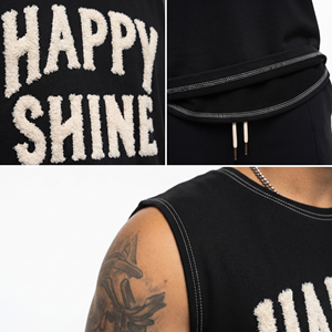 <b>Plus</b> <b>Size</b> Men's Singlet <b>Top</b> Chenille Embroidered Outer Seam Sleeveless Tee Polyester Spandex Gym Wear Tank <b>Top</b> Crew Neck Singlet - Product Image 6