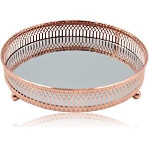 Luxury Oval Brass Serving Tray with <b>Mirror</b> Base Decorative Metal Platter for Home Hotel Dining <b>Table</b> Centerpiece Display - Product Image 2