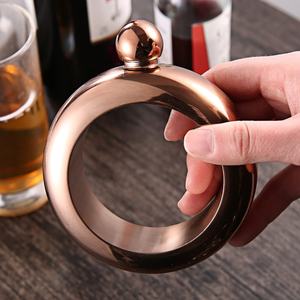 52 - Bracelet Bangle Flask 304 Stainless Steel Wine/Alcohol Wrist Flasket with Handmade Rhinestone Lid - Product Image 6