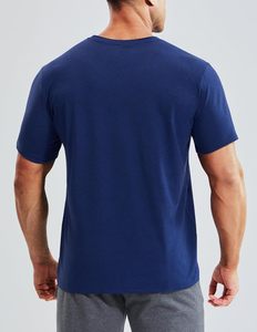 Camiseta de Algodón de Manga Corta con Cuello en V para Hombre, Corte Ajustado, Ligera, Transpirable, de Secado Rápido, Ecológica, Informal, Ropa de Verano - Product Image 4