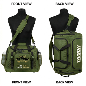 Bolsa Deportiva Premium de Poliéster para Hombre, Diseño Multicolor Naranja y Gris, con Impresión por Sublimación Personalizada y Logotipo Bordado - Product Image 3