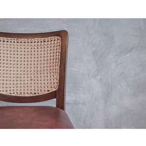 เก้าอี้ Empress รุ่น Teak พร้อมพนักพิงหวายและเบาะหนัง PU สีน้ำตาล Salak - Product Image 3