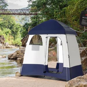 Tenda Moderna Portatile in Alluminio a 2 Stanze con Pavimento Impermeabile a Doppio Strato e Sacca Doccia per Campeggio - Product Image 2