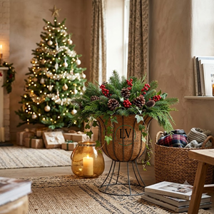 Encantadora Maceta de Fibra de Coco con Soporte Metálico, Maceta Rústica con Revestimiento de Fibra de Coco para Decoración Navideña y Festiva, Procedente de Vietnam - Product Image 3