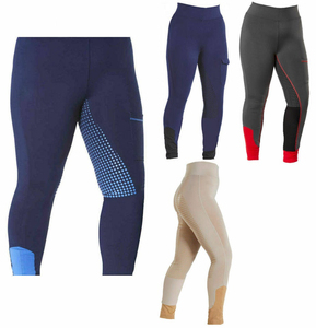 Leggings d'équitation taille haute gris avec empiècements rouges, extensibles, longueur intégrale, vêtements d'équitation, sur mesure - Product Image 2
