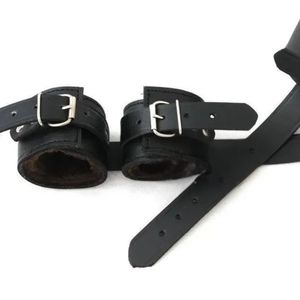 Cowhide <b>Leather</b> <b>Wrist</b> and Ankle <b>Cuffs</b> Set with Connector Straps - Product Image 3