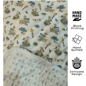 Edredón de Bebé con Estampado de Dibujos Animados Hecho a Mano en Jaipur, Reversible, Agradable al Tacto, 100% Algodón, Super Suave, Tintes No Tóxicos, Ecológico - Product Image 2