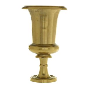 Vase élégant en satin doré cannelé, pot floral métallique de luxe, style vintage, grand centre de table sur piédestal pour événements formels - Product Image 1